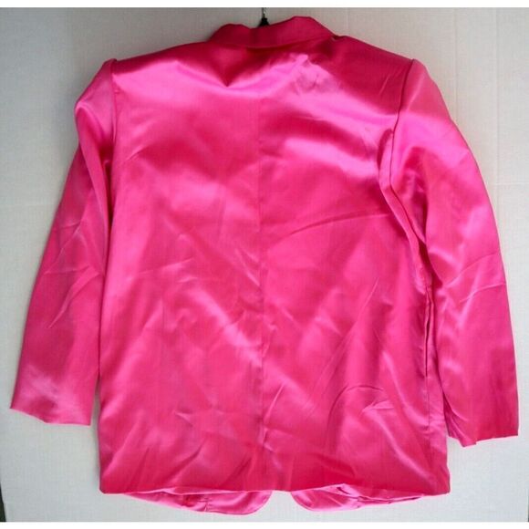 Nasty Gal ZUA60A7E10D Women's Sz 6 Hot Pink Satin Oversized Blazer - Picture 9 of 11